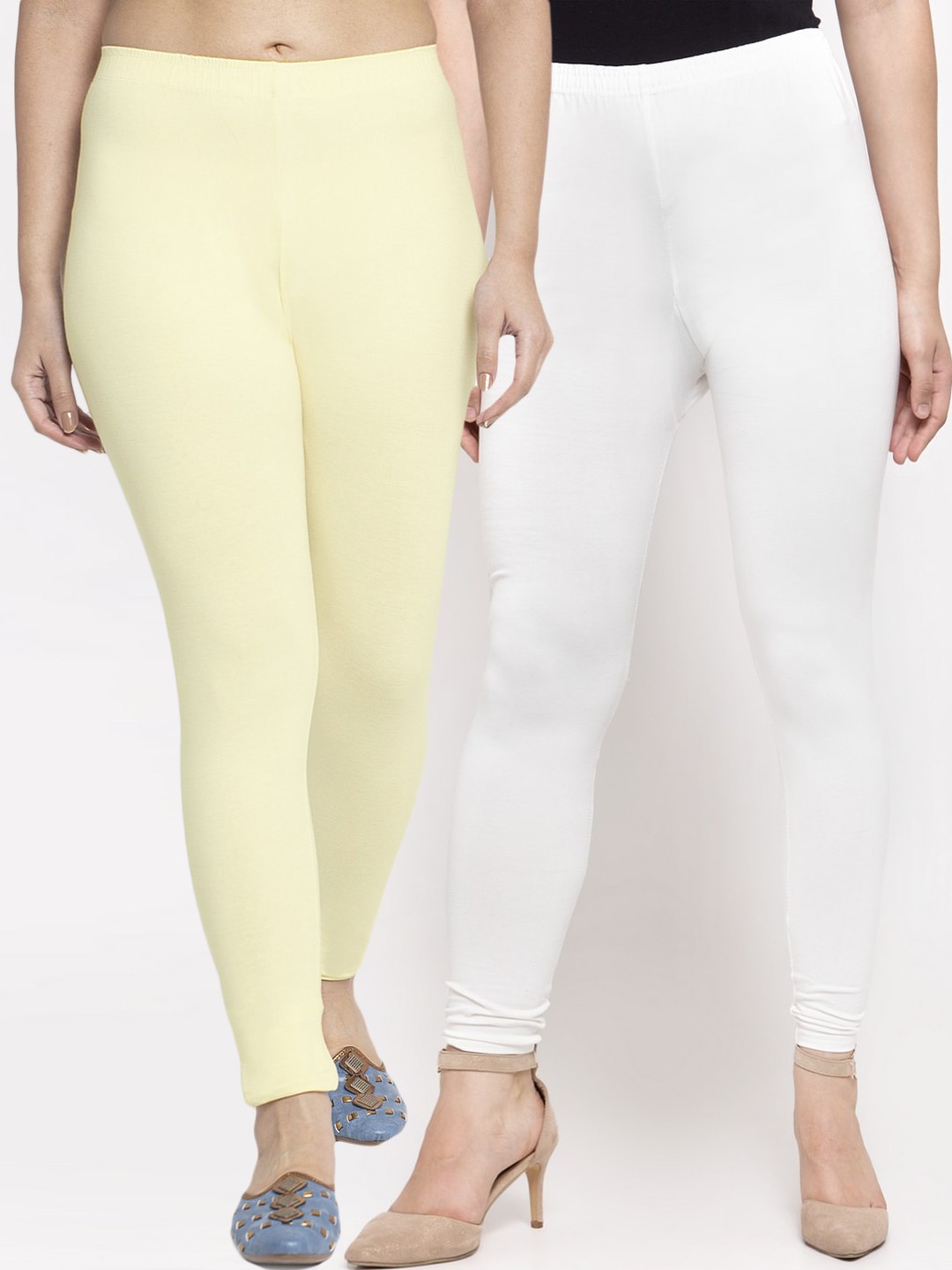 

GRACIT Women Pack Of 2 Solid Ankle-Length Leggings, White