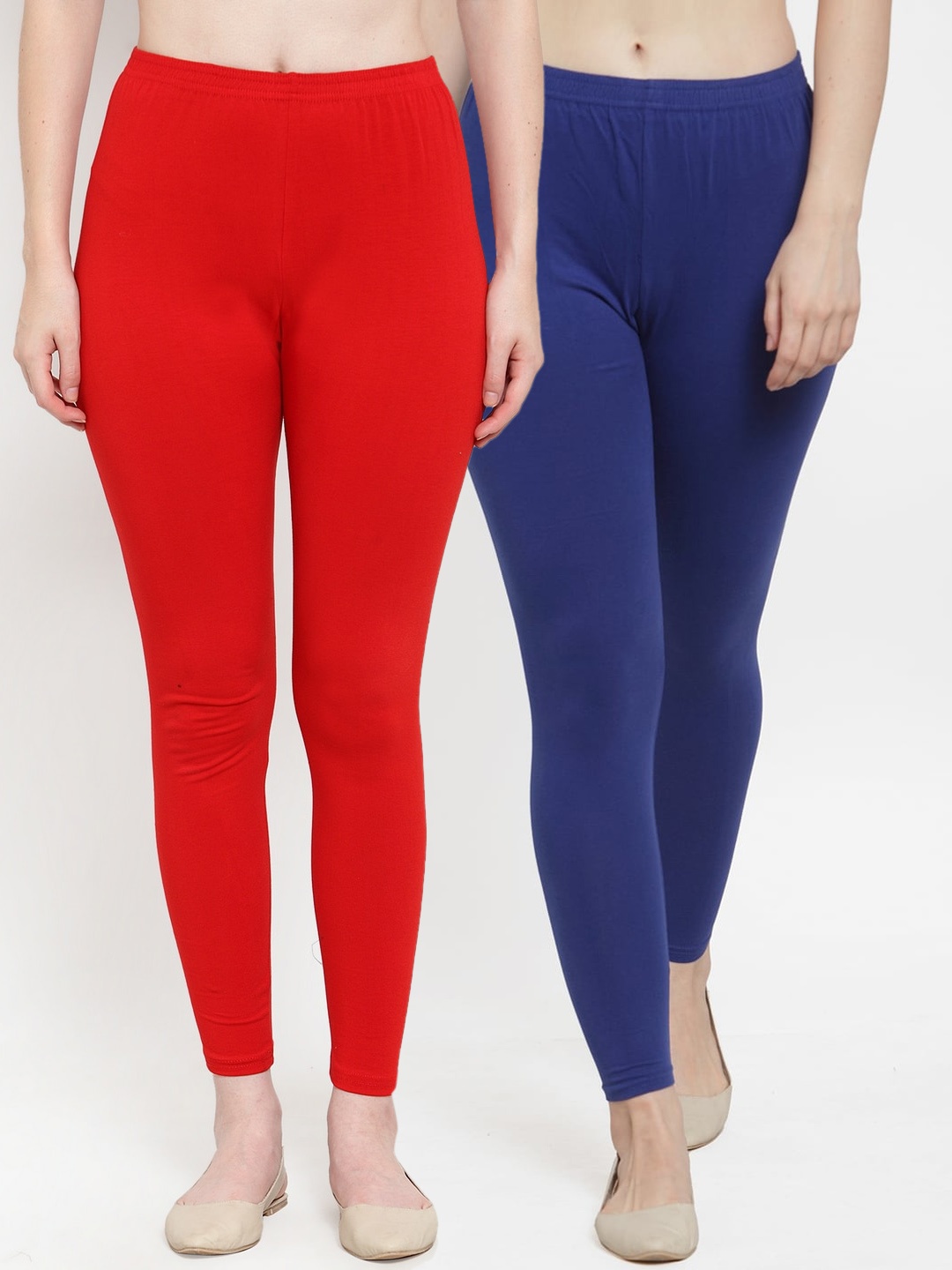 

GRACIT Women Pack of 2 Solid Ankle Length Leggings, Red