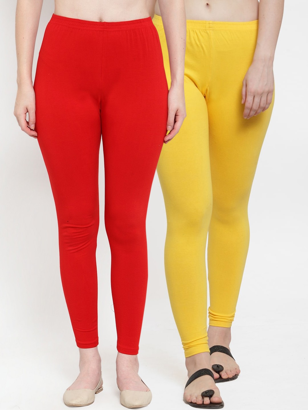 

GRACIT Women Pack Of 2 Solid Ankle-Length Leggings, Red