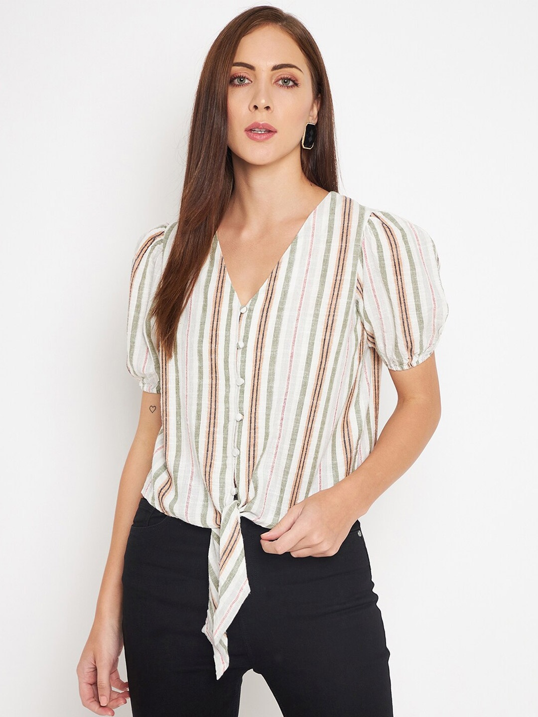 

CAMLA Beige Striped Top