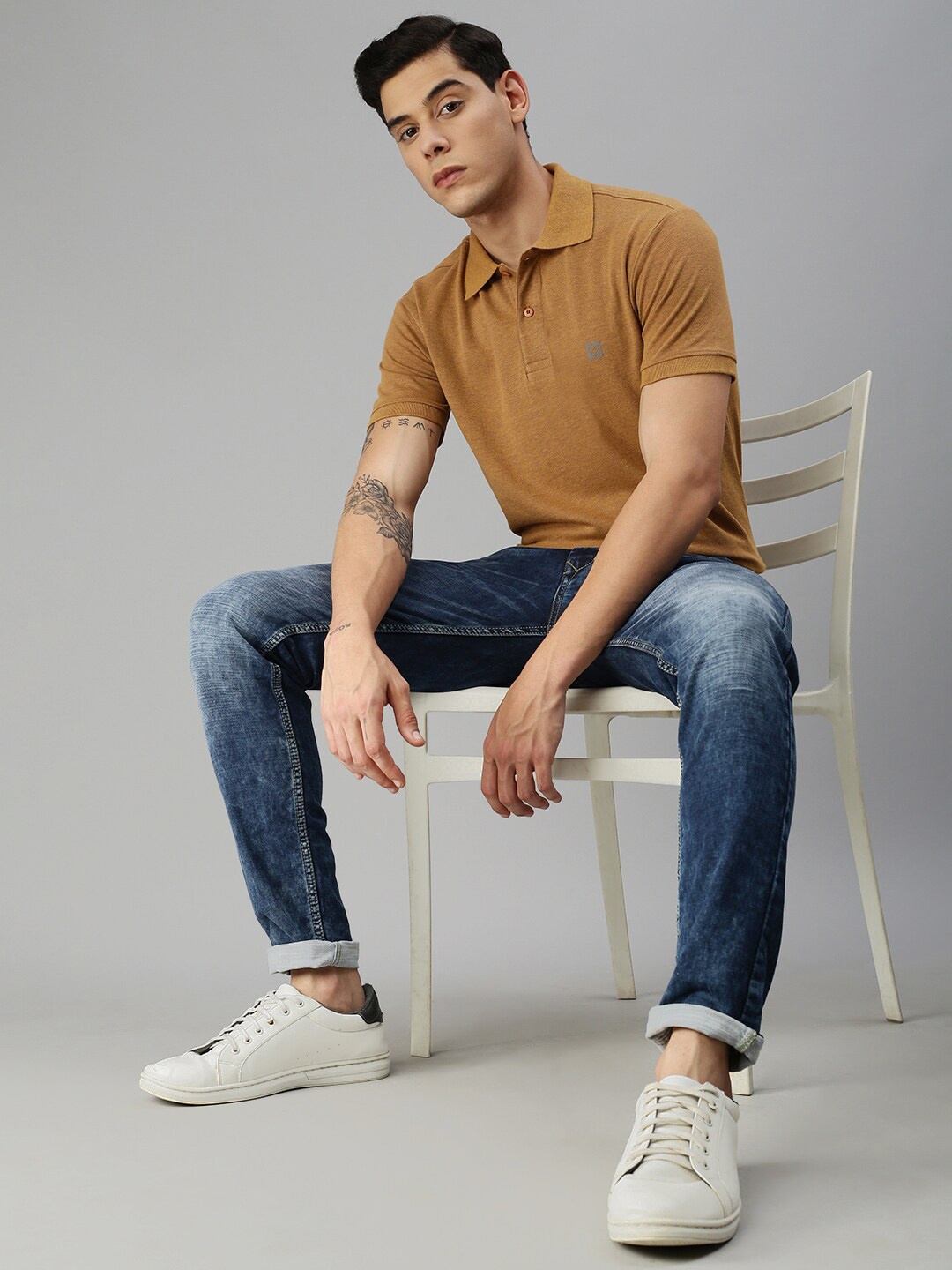 

ONN Men Brown Polo Collar T-shirt