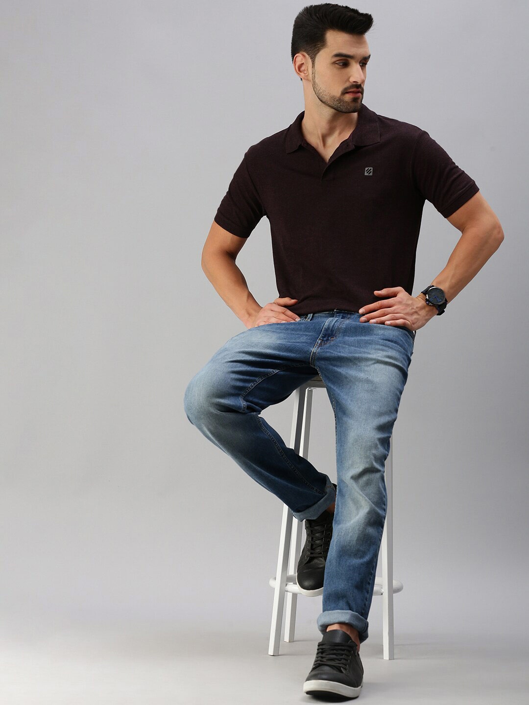 

ONN Men Brown Polo Collar T-shirt