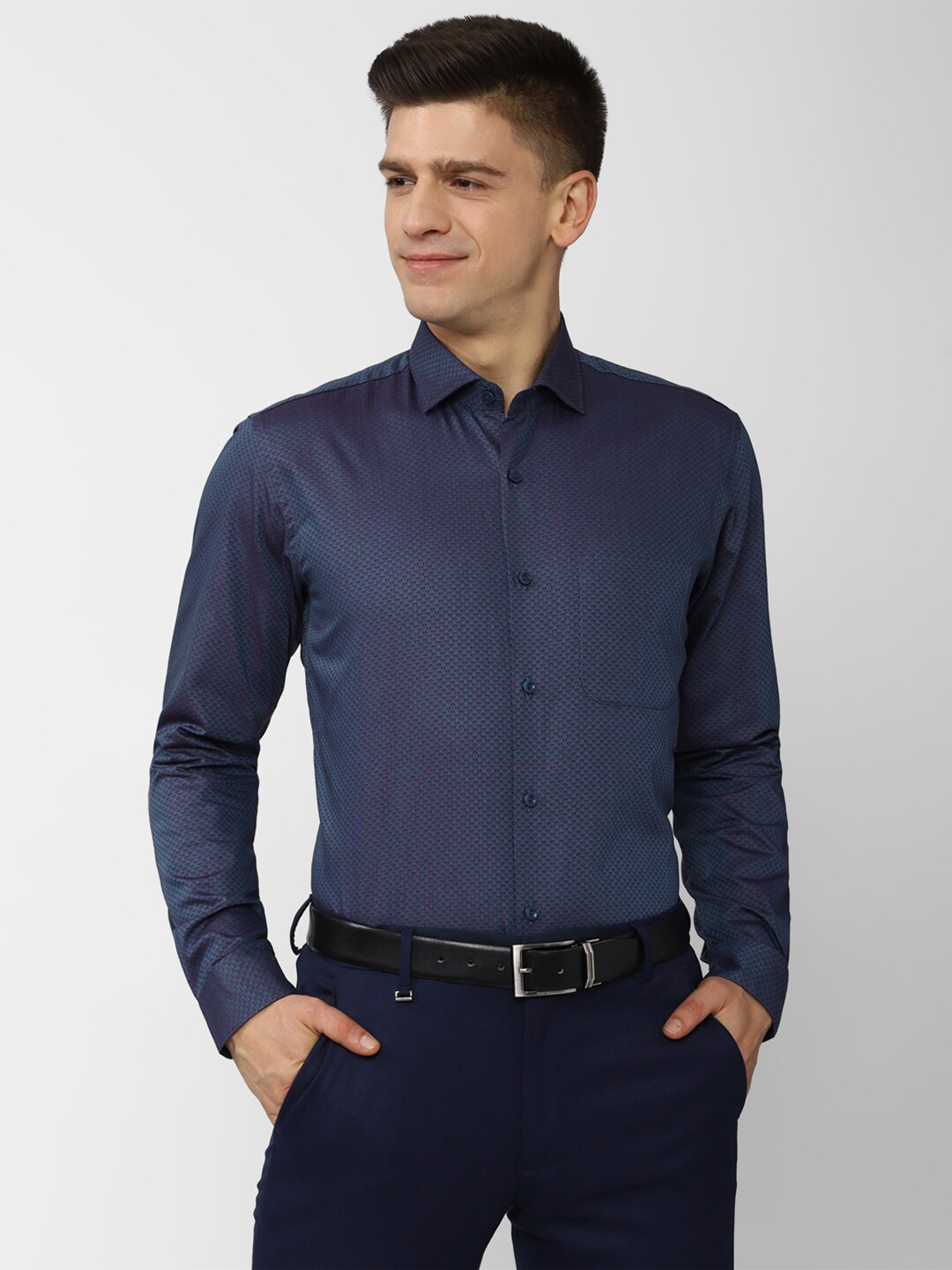 

Peter England Elite Men Navy Blue Formal Shirt