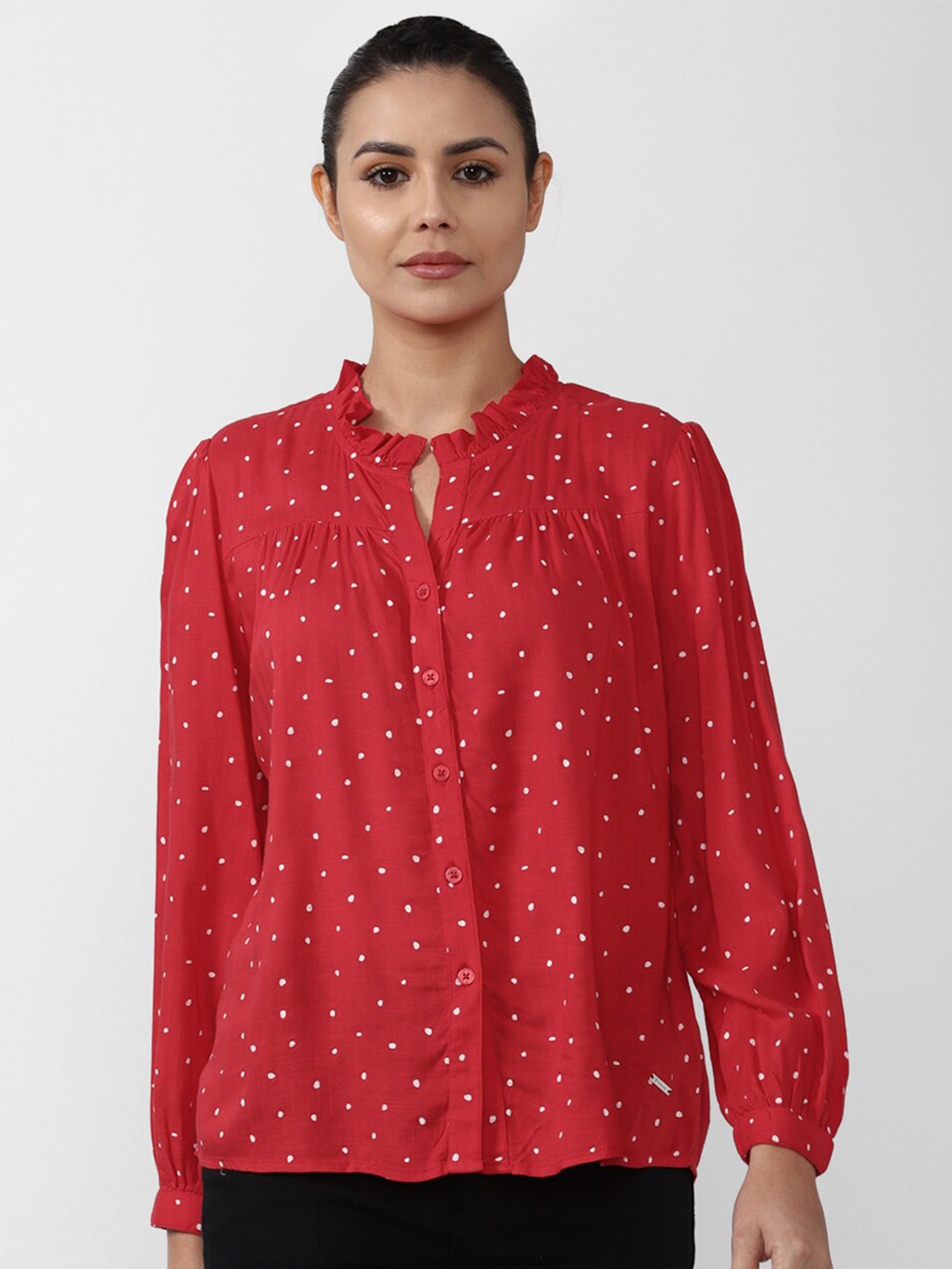 

Van Heusen Woman Women Red Regular Fit Printed Casual Shirt