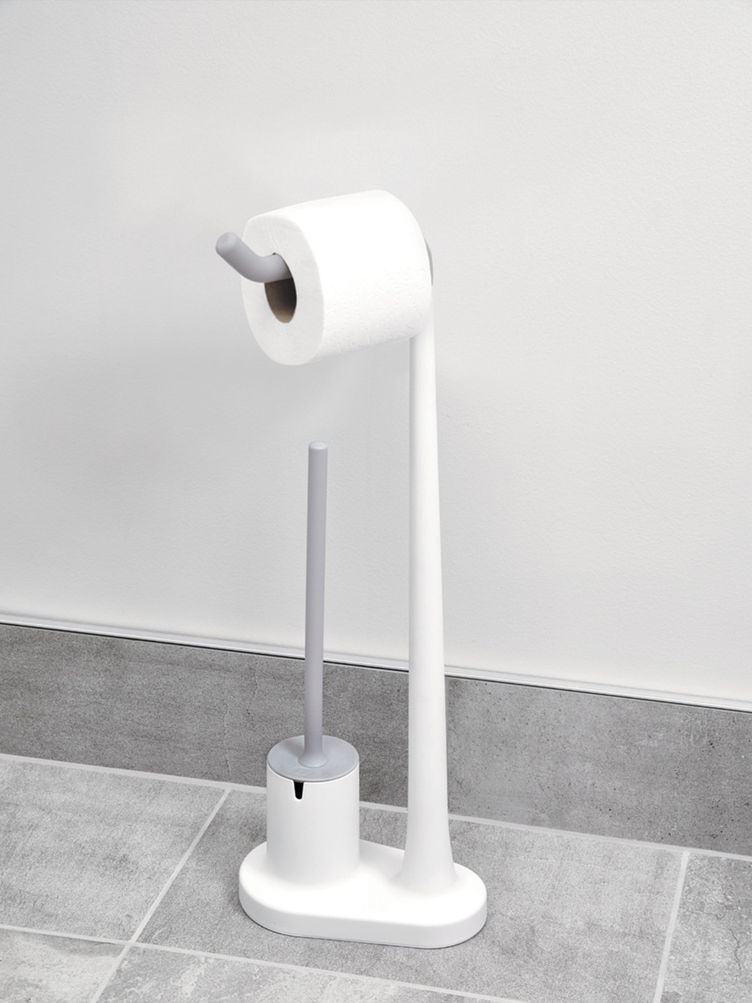 

INTERDESIGN White Solid Toilet Paper Stand and Bowl Brush Set