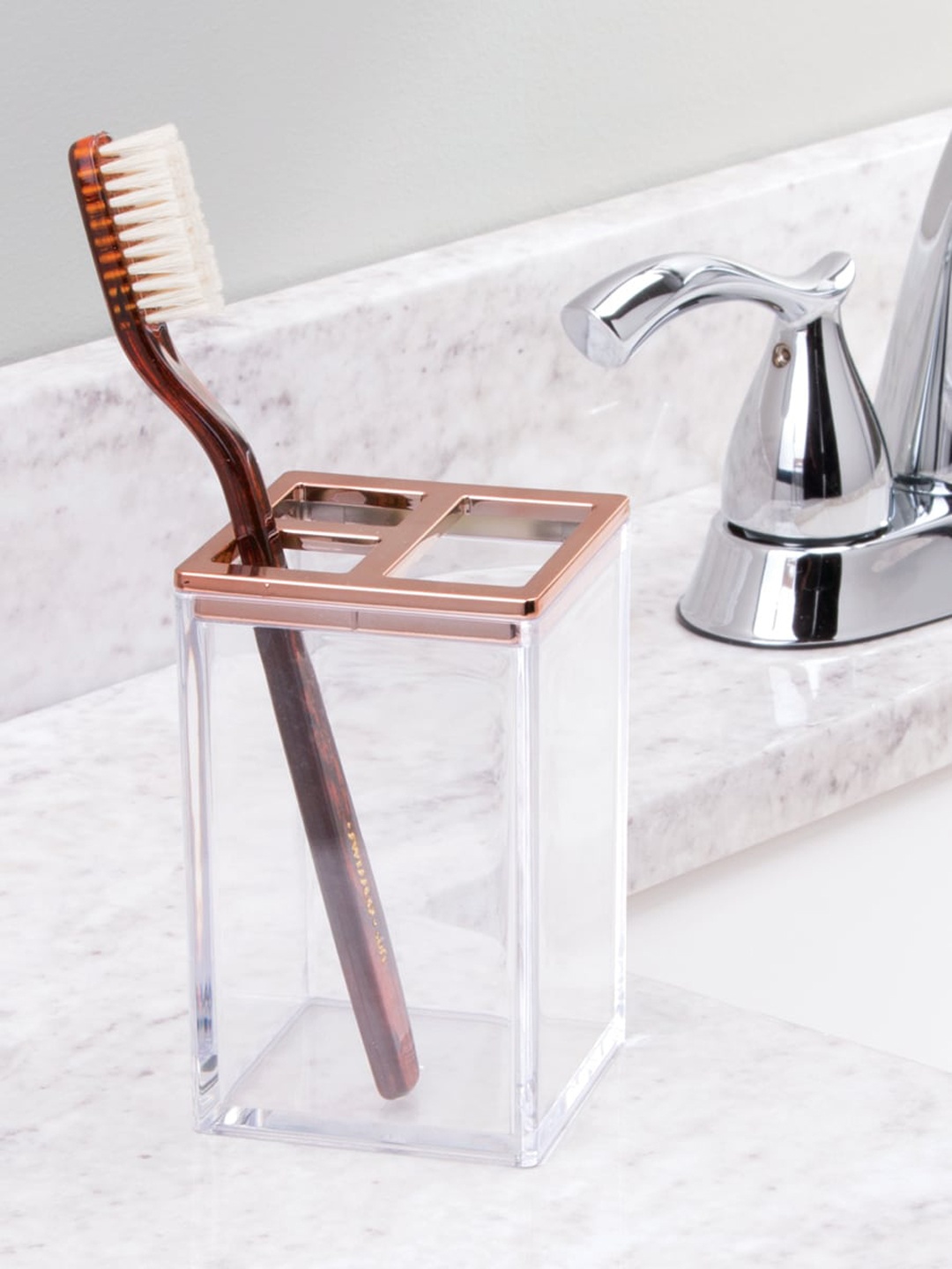 

INTERDESIGN Rose Gold-Toned Solid Toothbrush Holder Stand