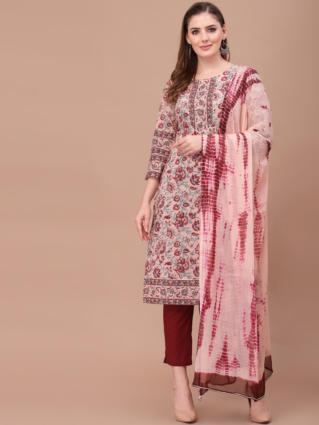 

PRAKRTEE Women Coral Floral Printed Pure Cotton Kurta with Trousers