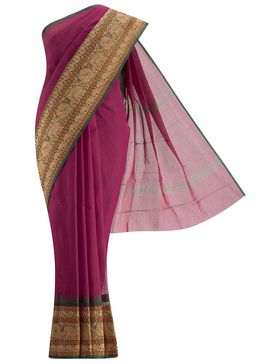 

Nalli Next Magenta & Gold-Toned Woven Design Pure Cotton Saree
