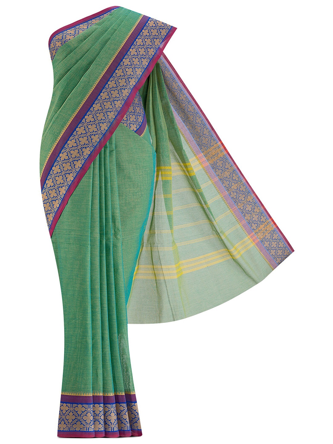 

Nalli Next Green & Purple Woven Design Pure Cotton Saree