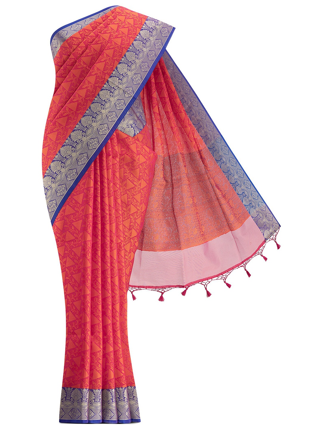 

Nalli Next Women Pink & Gold-Toned Woven Design Zari Silk Cotton Saree
