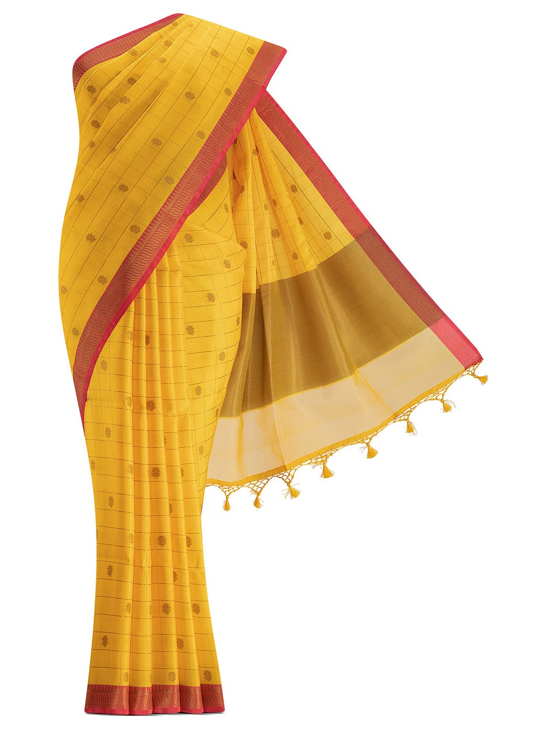 

Nalli Next Yellow & Pink Woven Design Zari Silk Cotton Saree