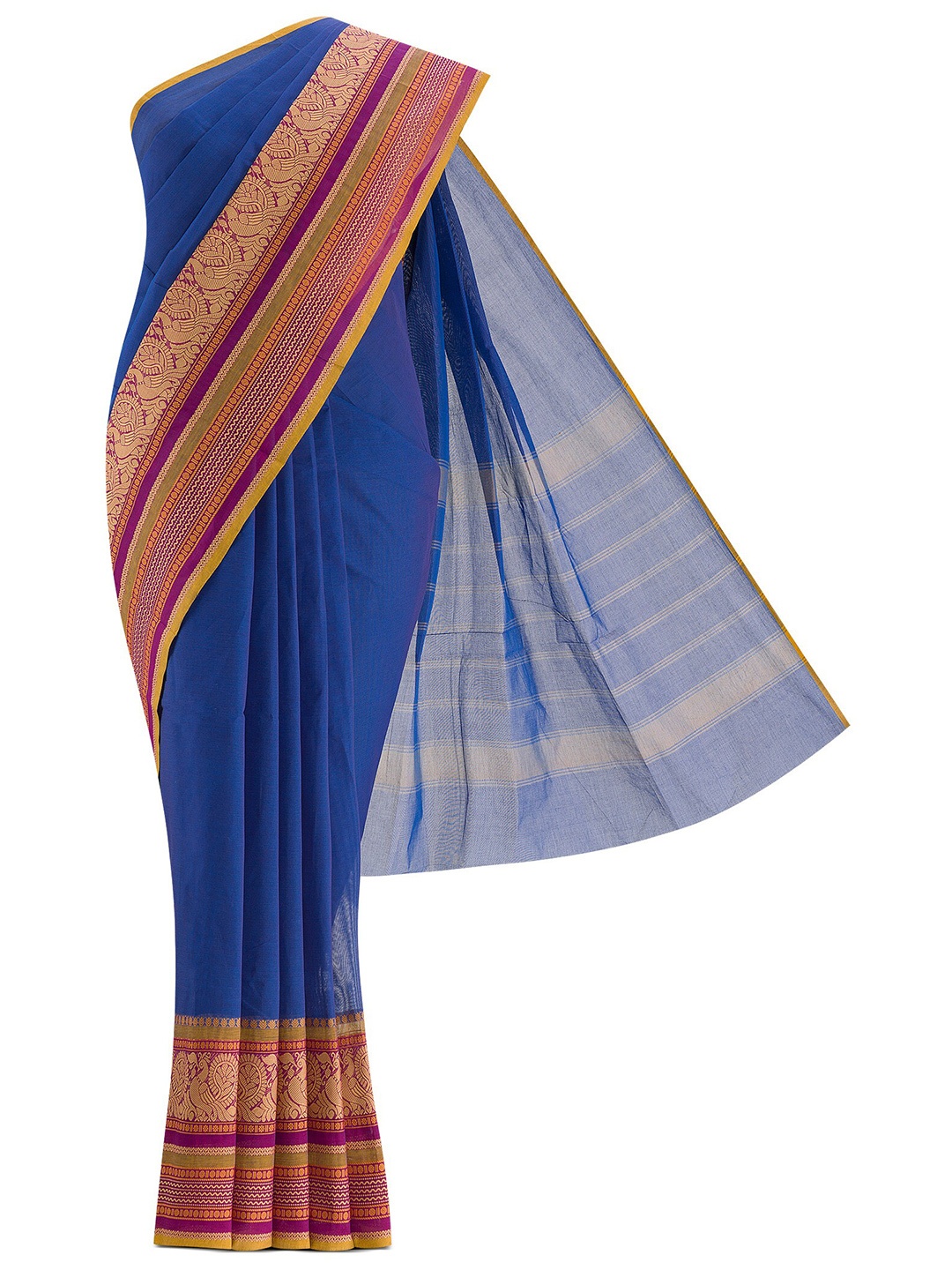 

Nalli Next Blue & Gold-Toned Zari Pure Cotton Saree
