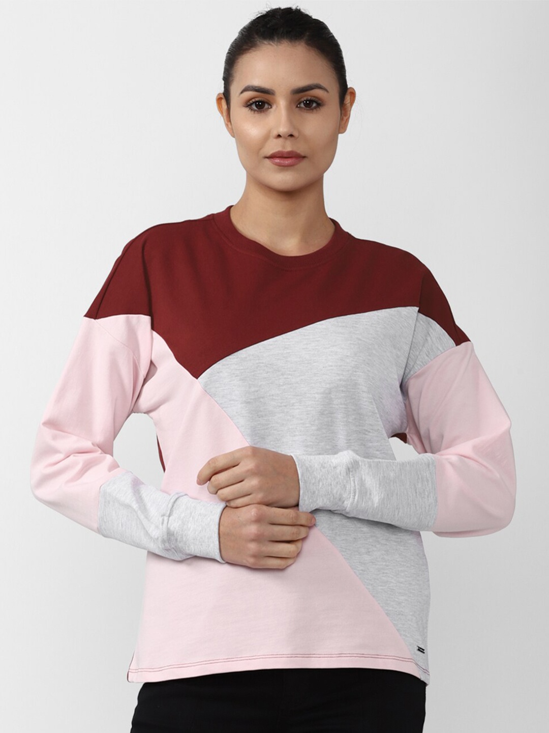 

Van Heusen Woman Maroon Colourblocked Sweatshirt