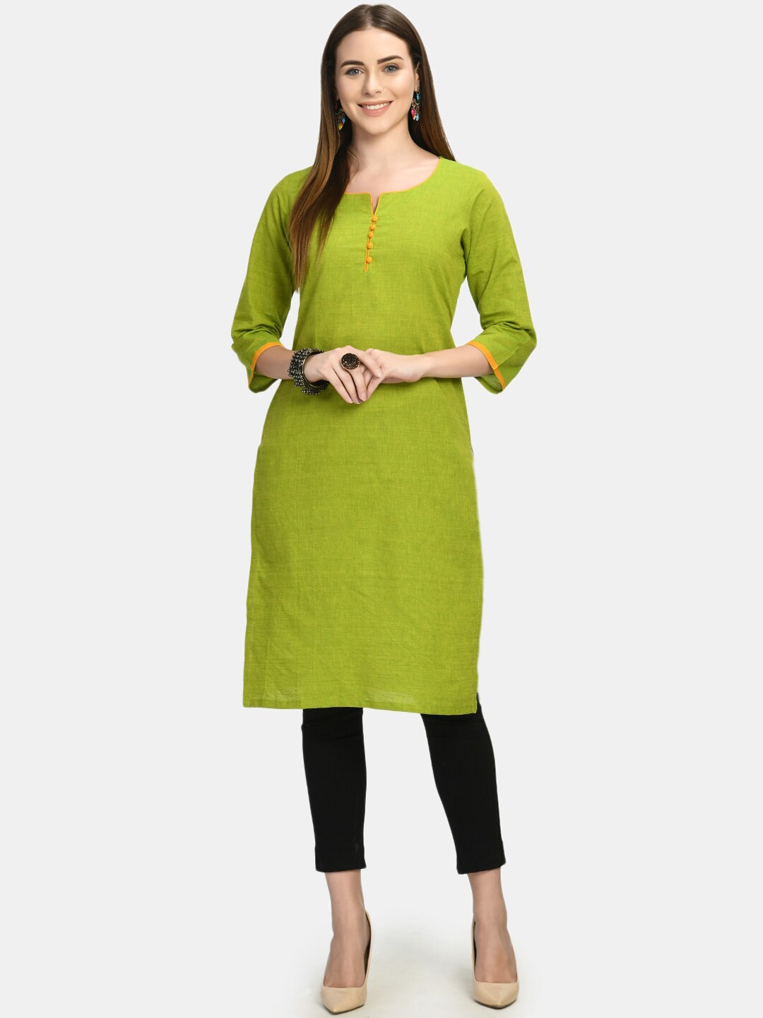 

Akshatani Women Green Solid Kurta
