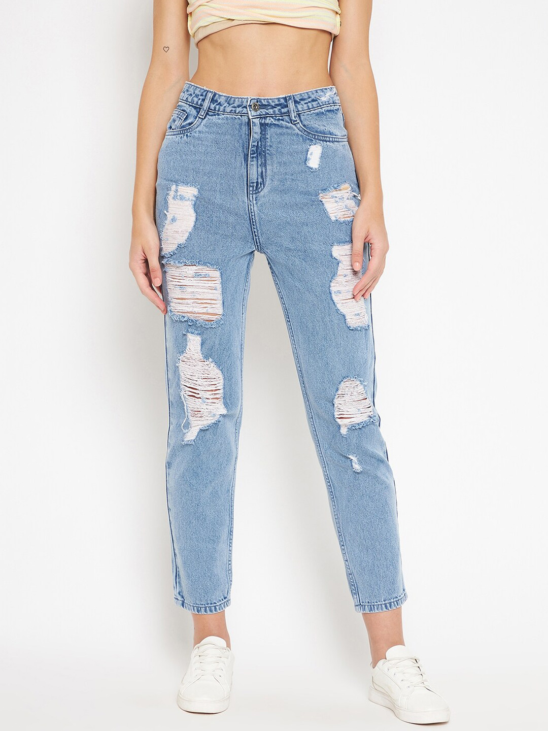 

CAMLA Women Blue Highly Distressed Heavy Fade Jeans