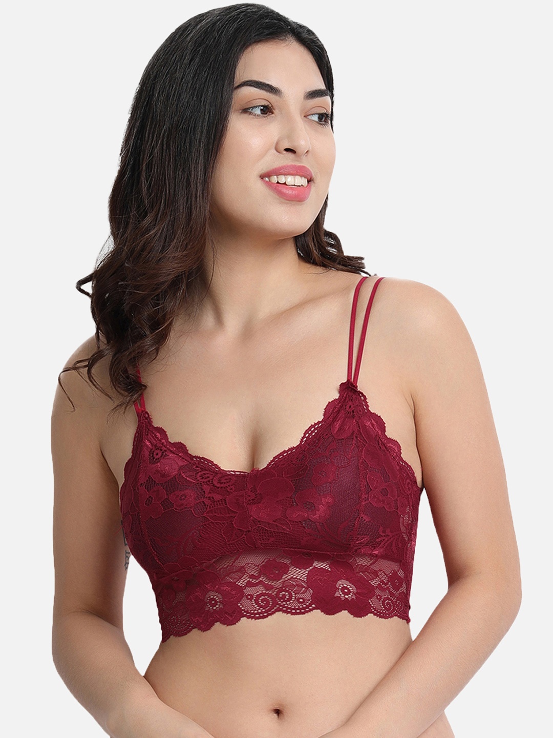 

Gopalvilla Maroon Lightly Padded Bralette Bra