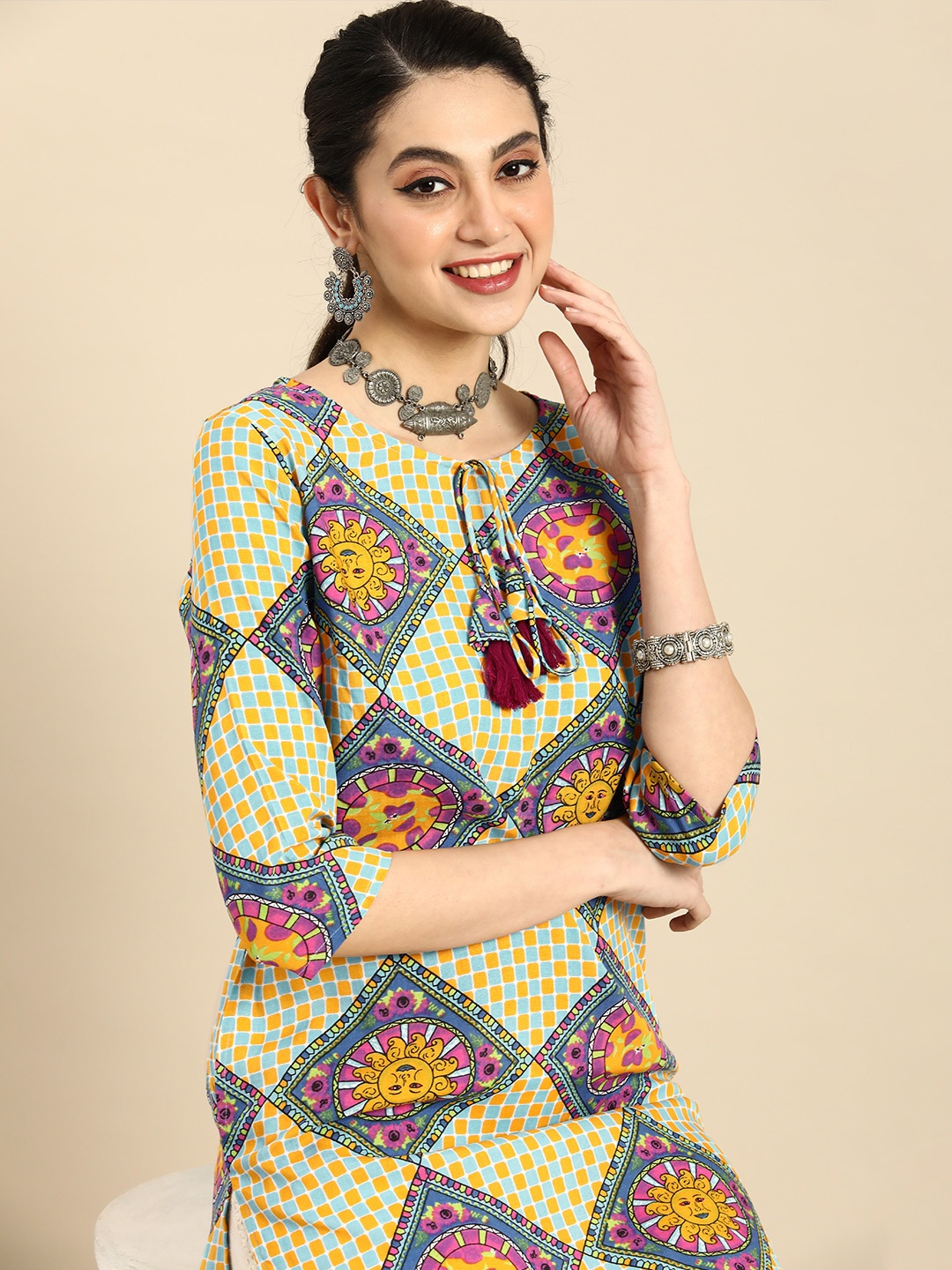 

Sangria Women Ethnic Motifs Printed Kurta, Multi