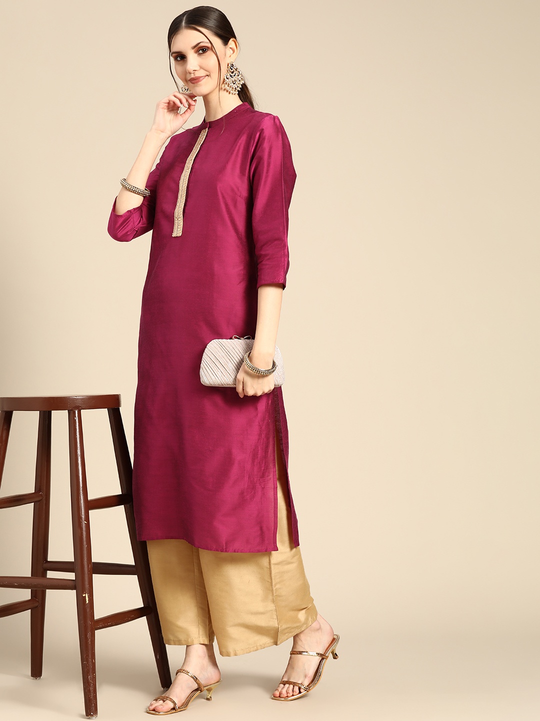 

Sangria Women Magenta Solid Kurta