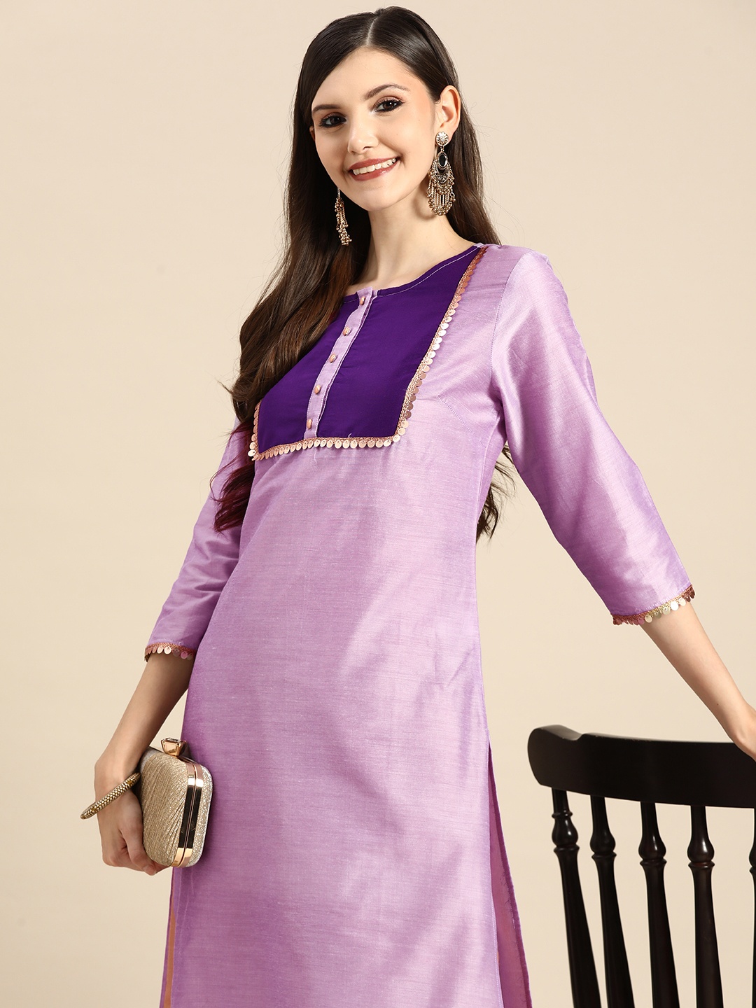 

Sangria Women Lavender Solid Kurta