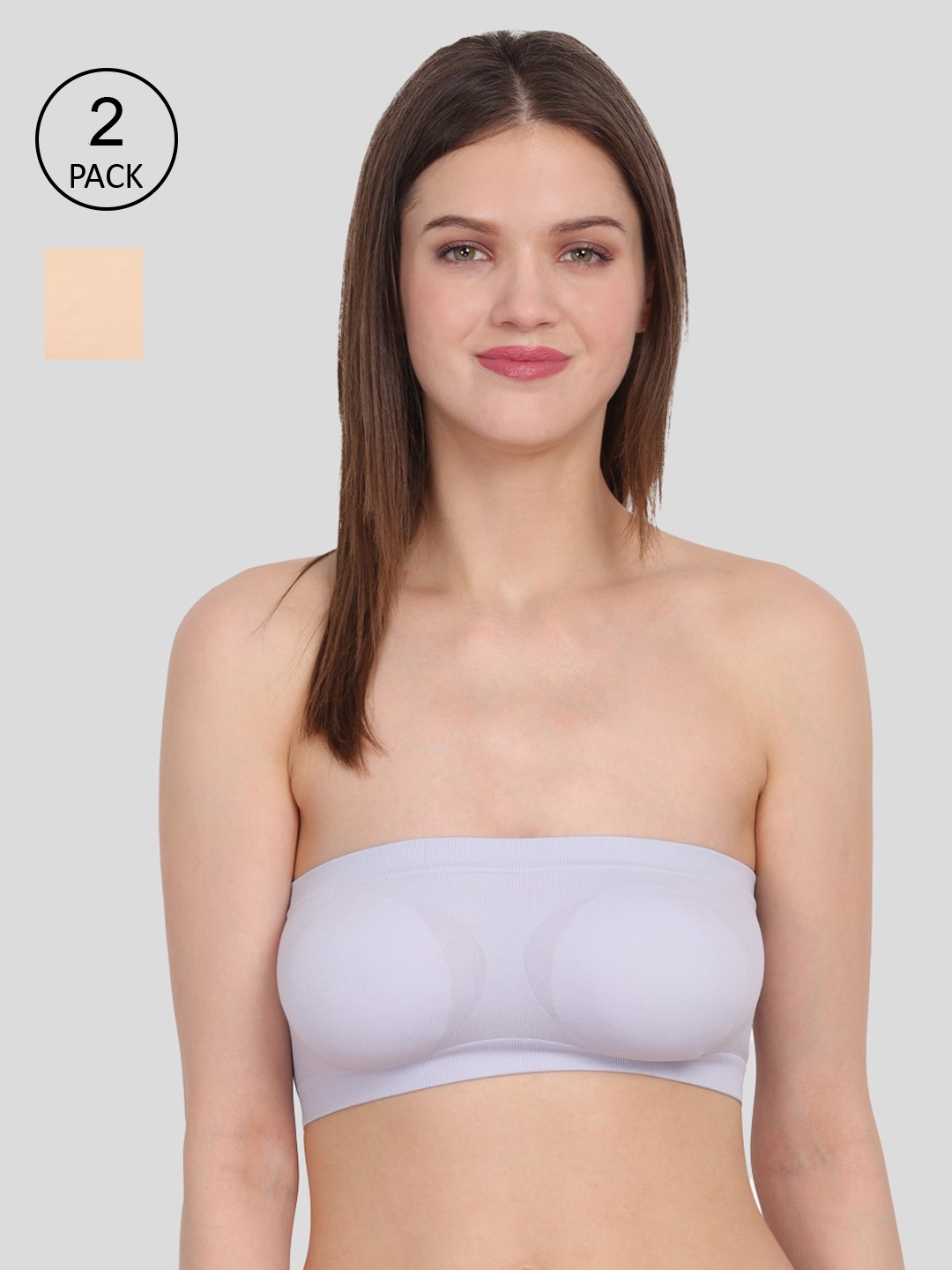 

Amour Women Secret Nude-Coloured & Blue Non-Padded Tube/Bandeau Bra