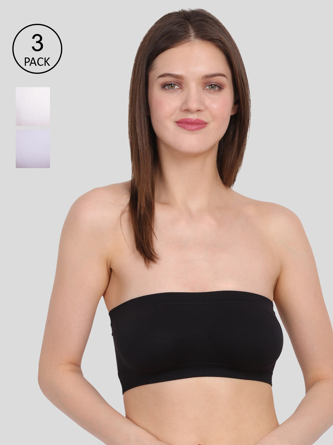 

Amour Secret Women Pack Of 3 Non-Padded Tube Bra, Black