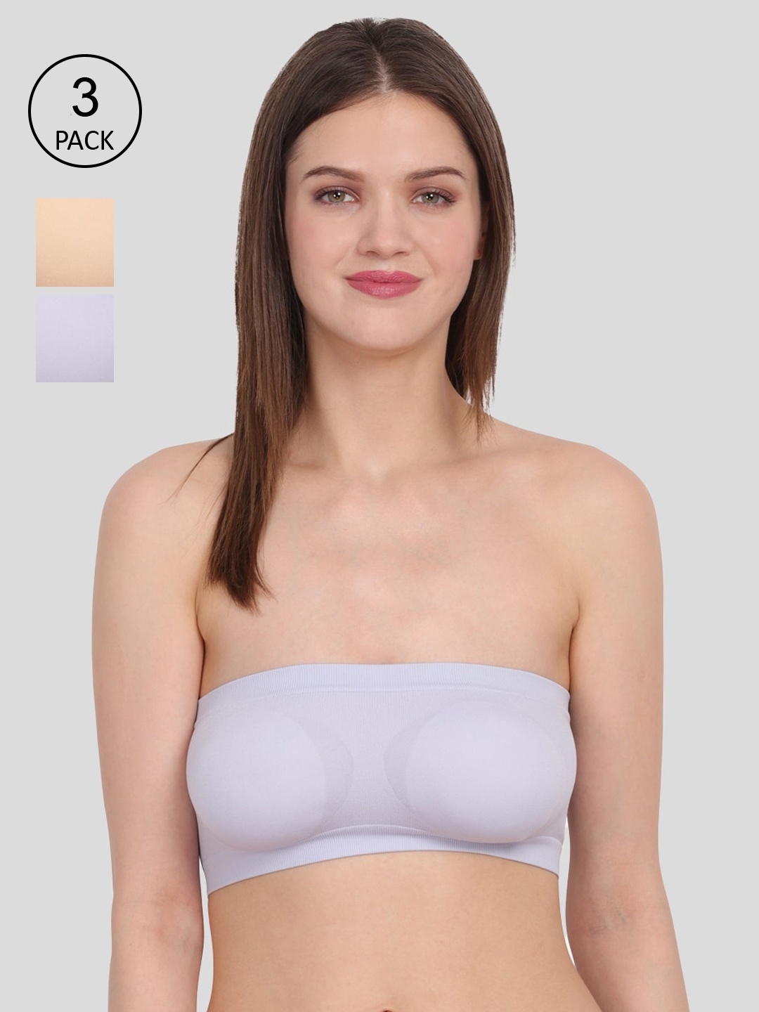 

Amour Secret Women Pack of 3 Light Blue, Skin color Non-Padded Tube Bra