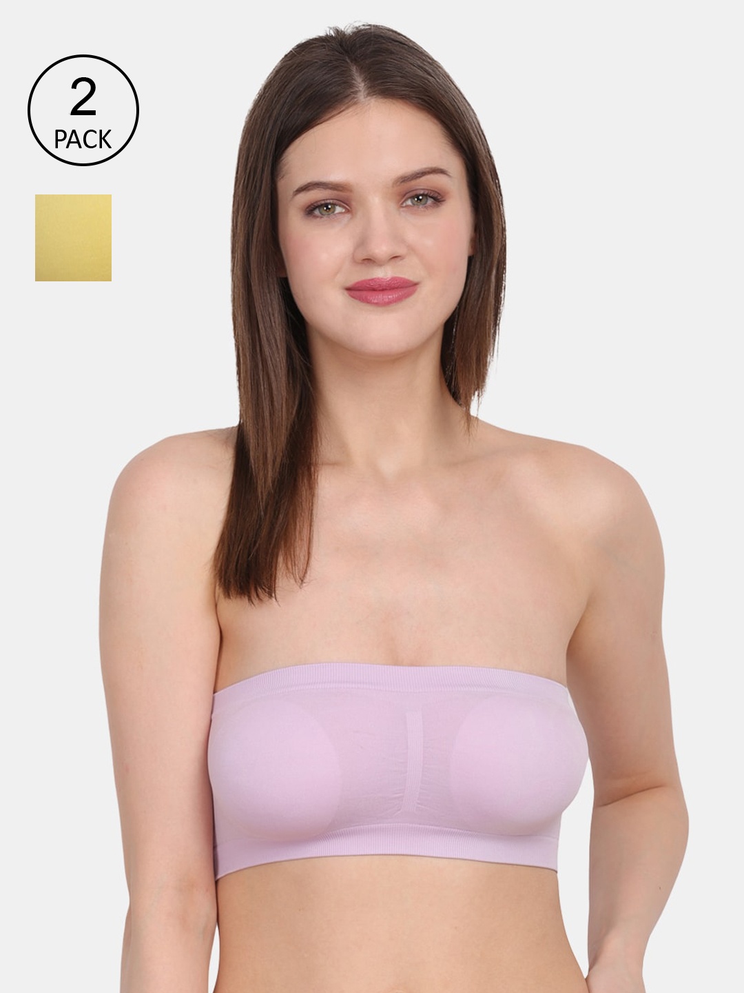 

Amour Secret Purple & Yellow Non-Padded Bandeau Bra Pack of 2