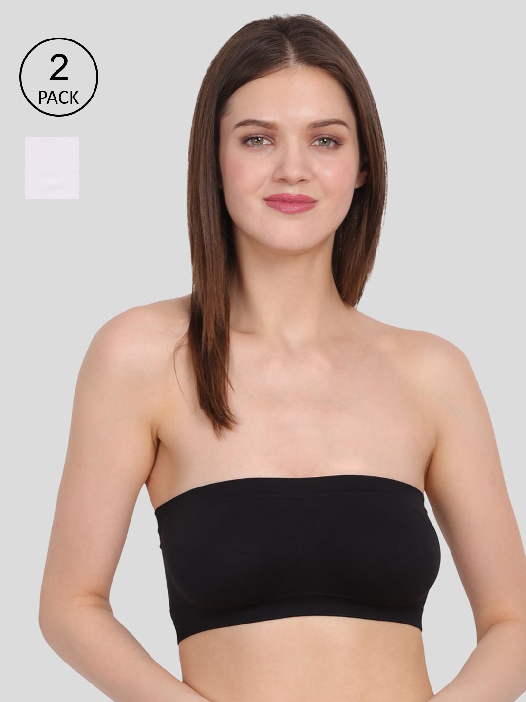 

Amour Secret Women Pack of 2 White & Black Bandeau Bra