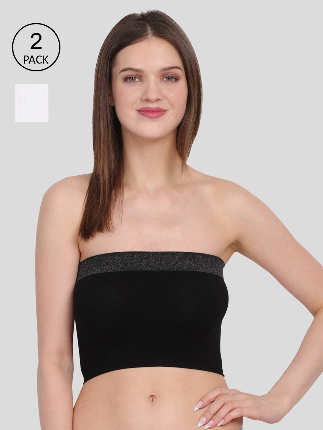 

Amour Secret Women Pack Of 2 White & Black Non-Padded Tube/ Bandeau Bra