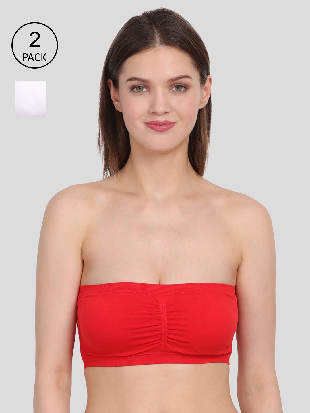 

Amour Secret Red & White Removable Padding Bandeau Bra Pack of 2