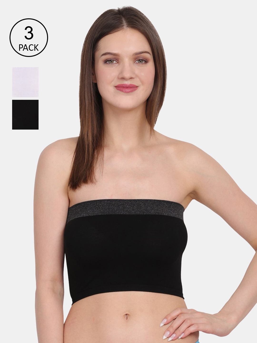 

Amour Secret Pack Of 2 White & Black Bandeau Bra