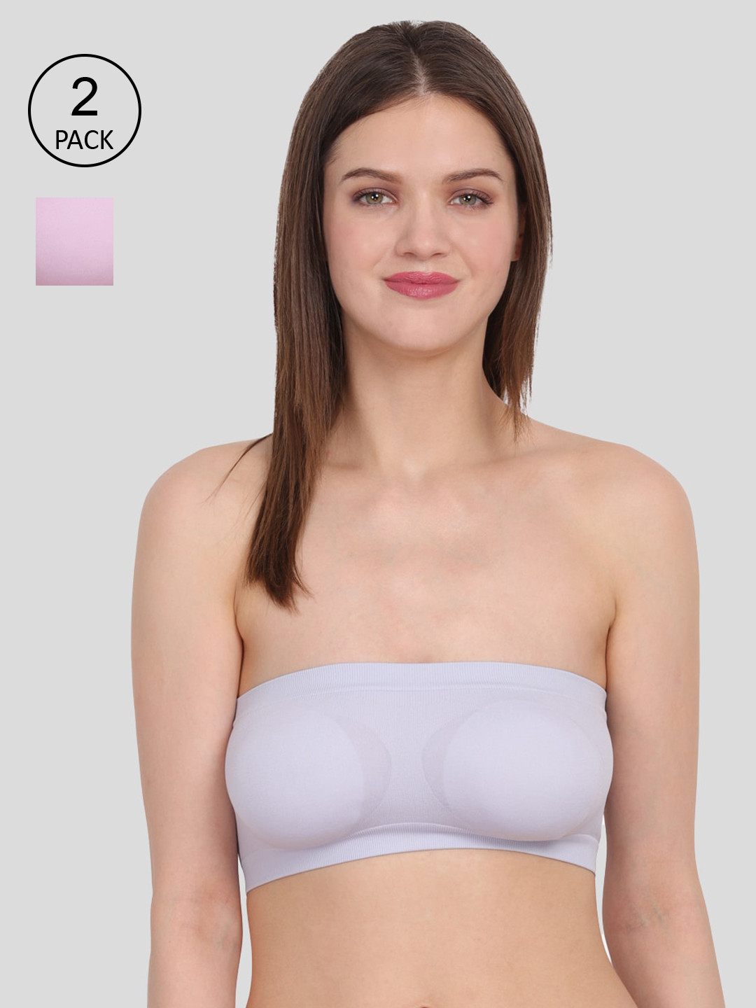 

Amour Secret Grey & Pink Bandeau Bra Pack of 2