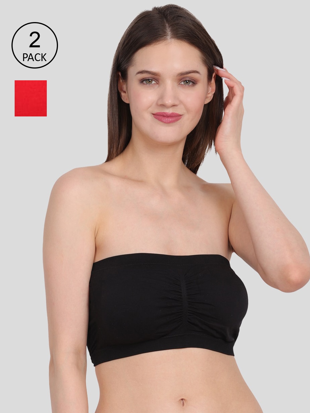 

Amour Secret Women Set of 2 Solid Lightly Padded Tube/Bandeau Bra, Black