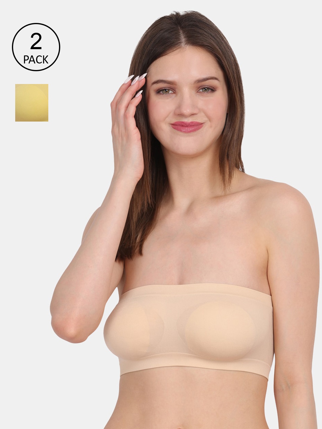 

Amour Secret Yellow & Nude-Coloured Non-Padded Bandeau Bra Pack of 2
