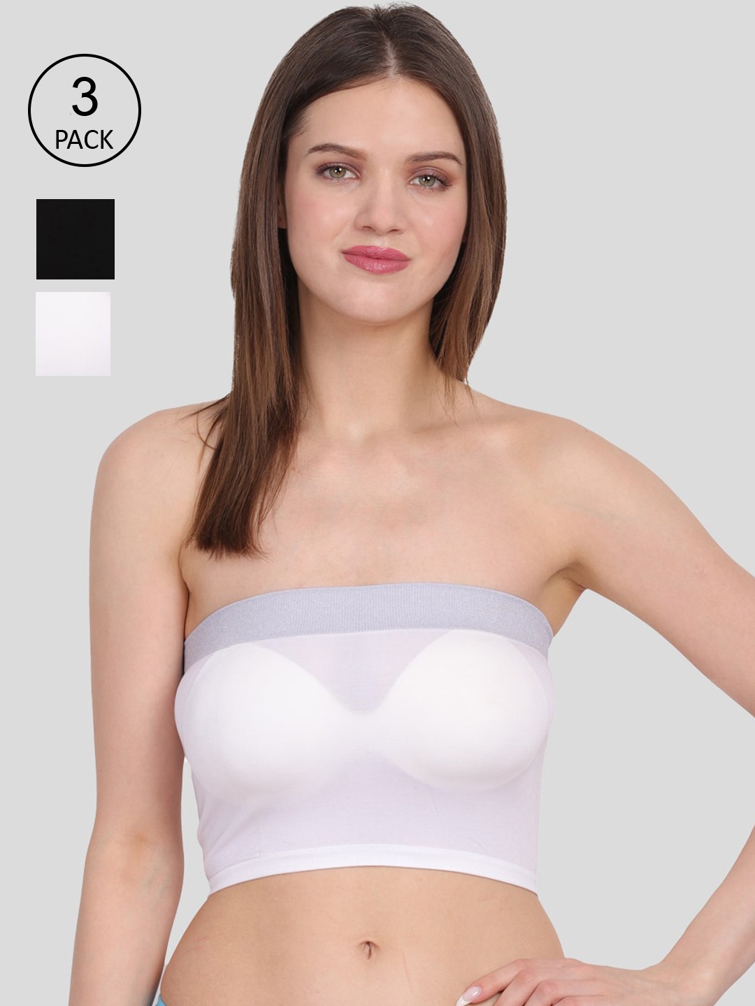 

Amour Secret White & Black Bandeau Bra