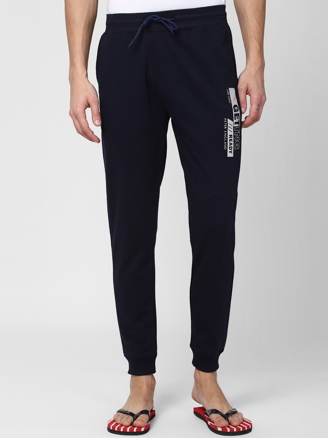 

Peter England Men Navy Blue Solid Lounge Joggers