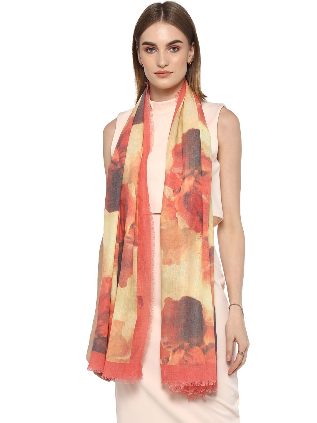 

Rhe-Ana Women Orange & Grey Printed Stole