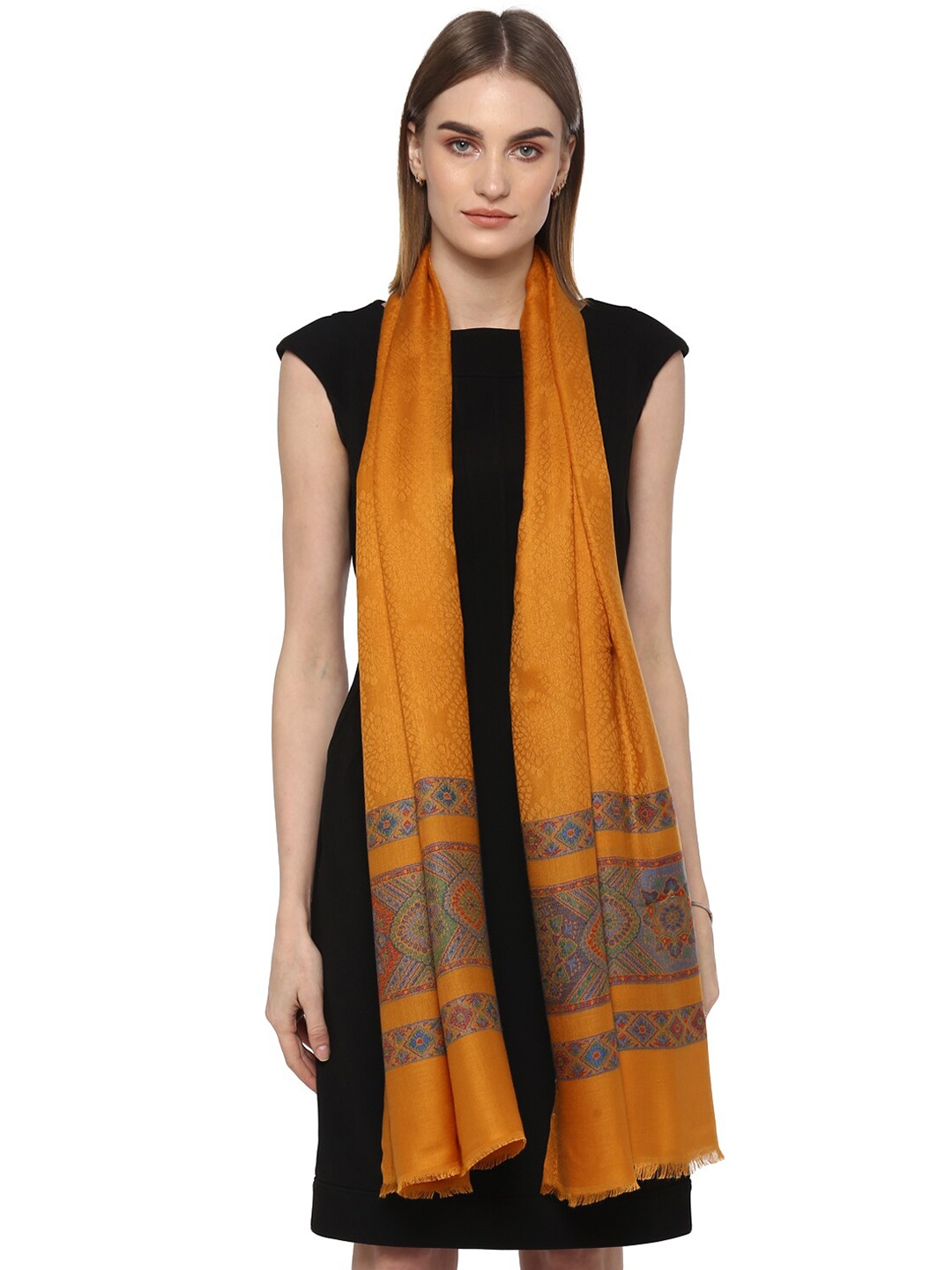 

Rhe-Ana Women Mustard & Blue Woven Design Stole