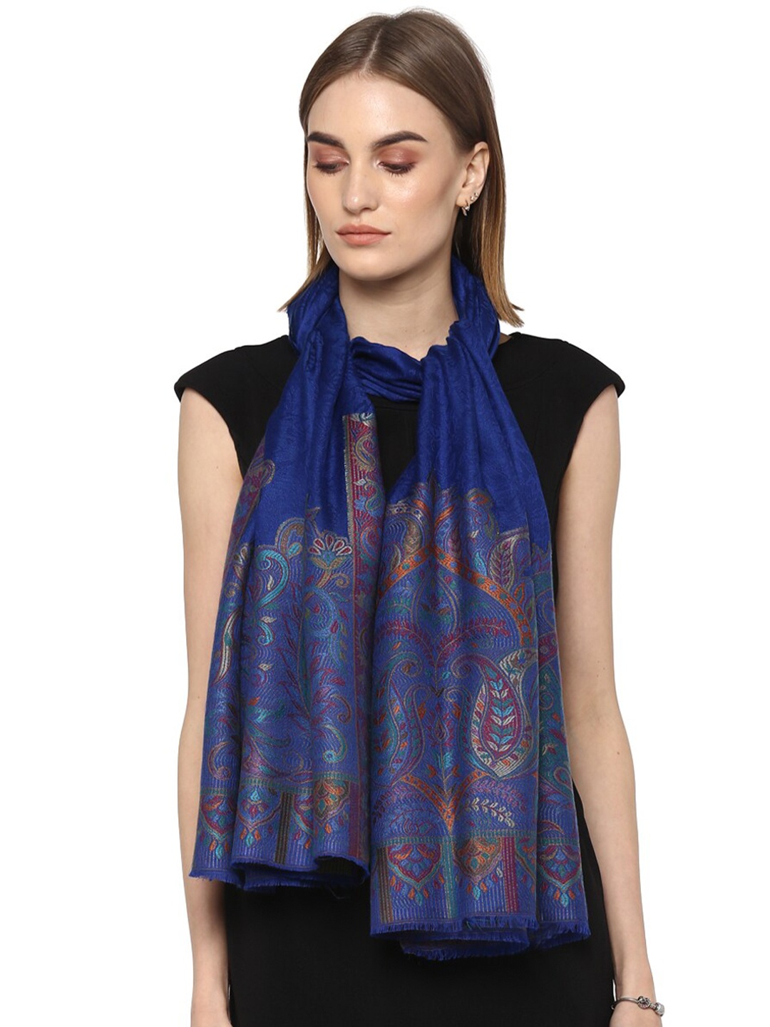 

Rhe-Ana Women Saphire Blue Woven Design Stole