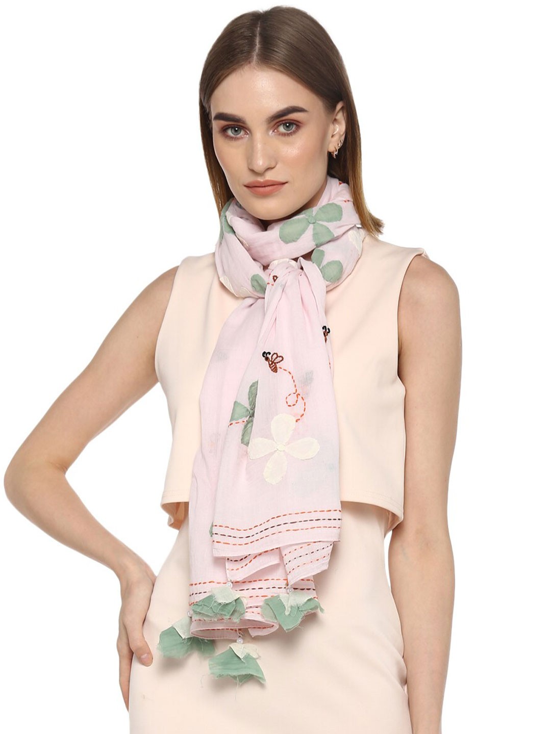

Rhe-Ana Women Pink & Grey Printed Stole