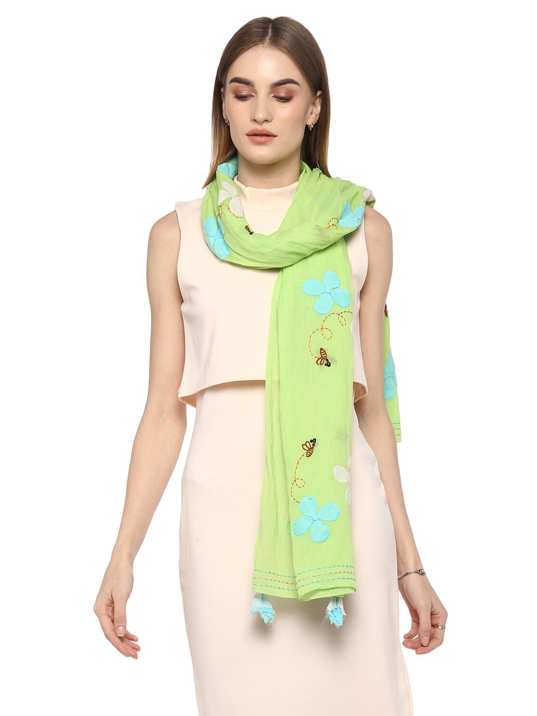 

Rhe-Ana Women Green & White Printed Stole