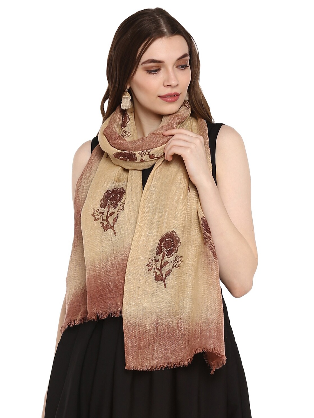 

Rhe-Ana Women Beige & Brown Printed Stole