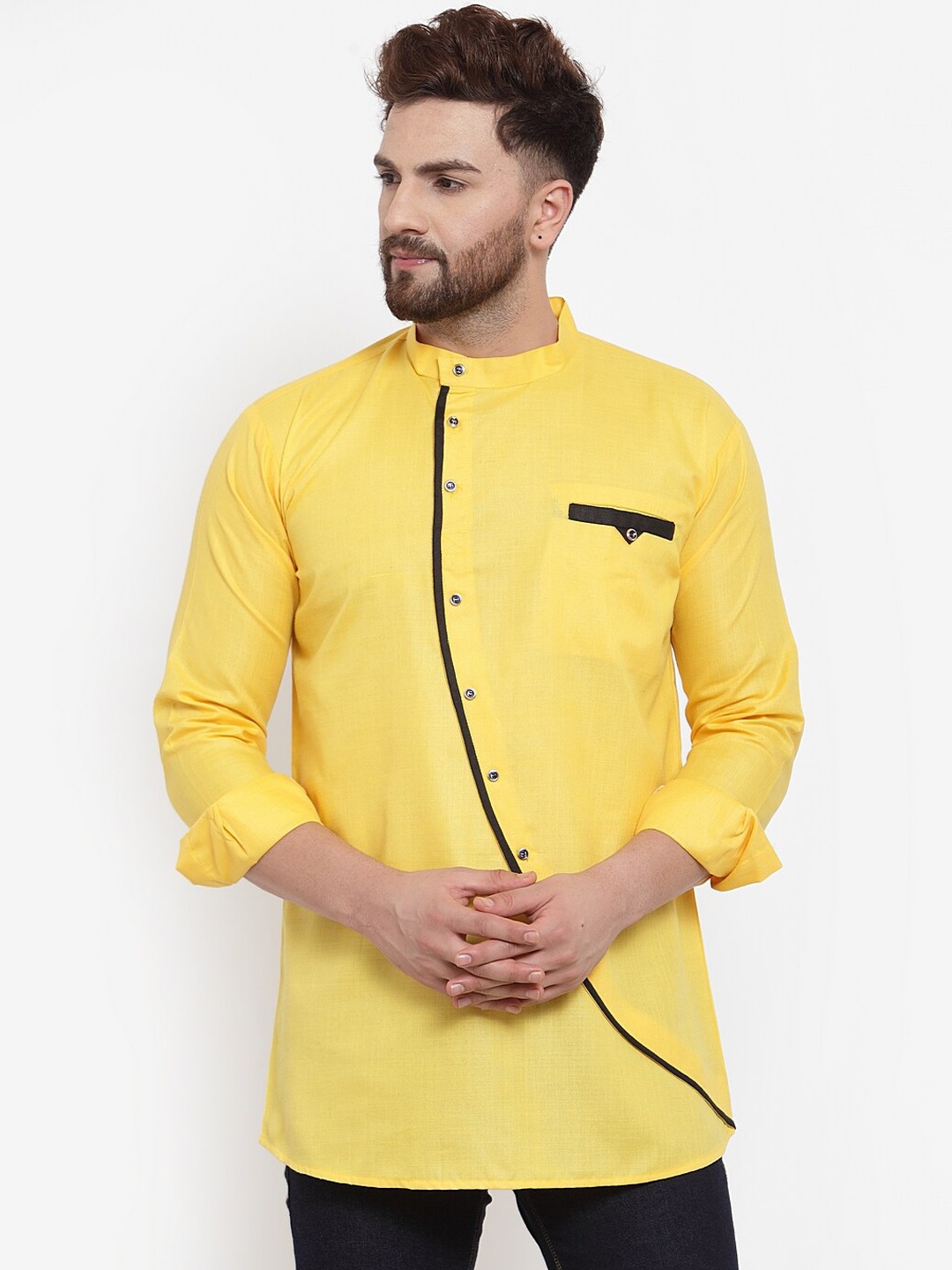 

Benstoke Men Yellow Kurta