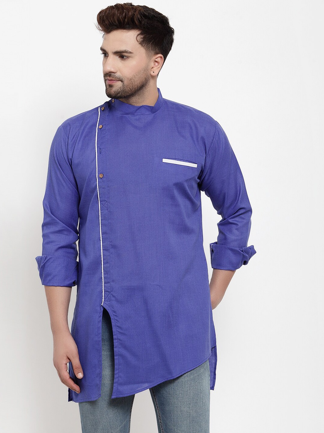 

Benstoke Men Blue Kurta