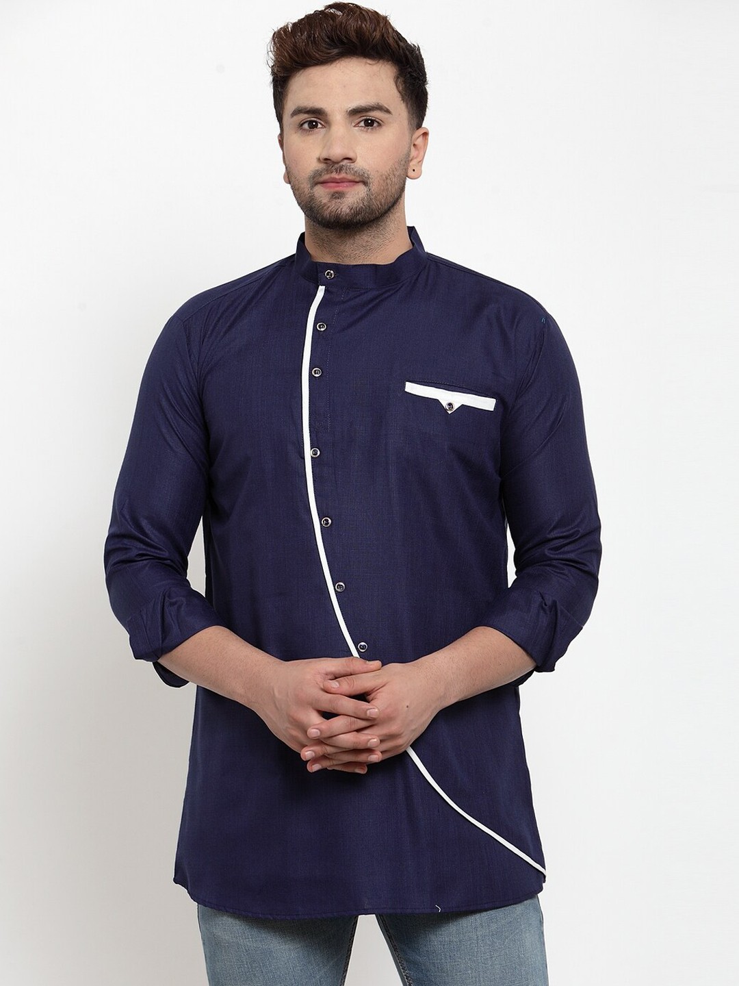 

Benstoke Men Navy Blue Kurta