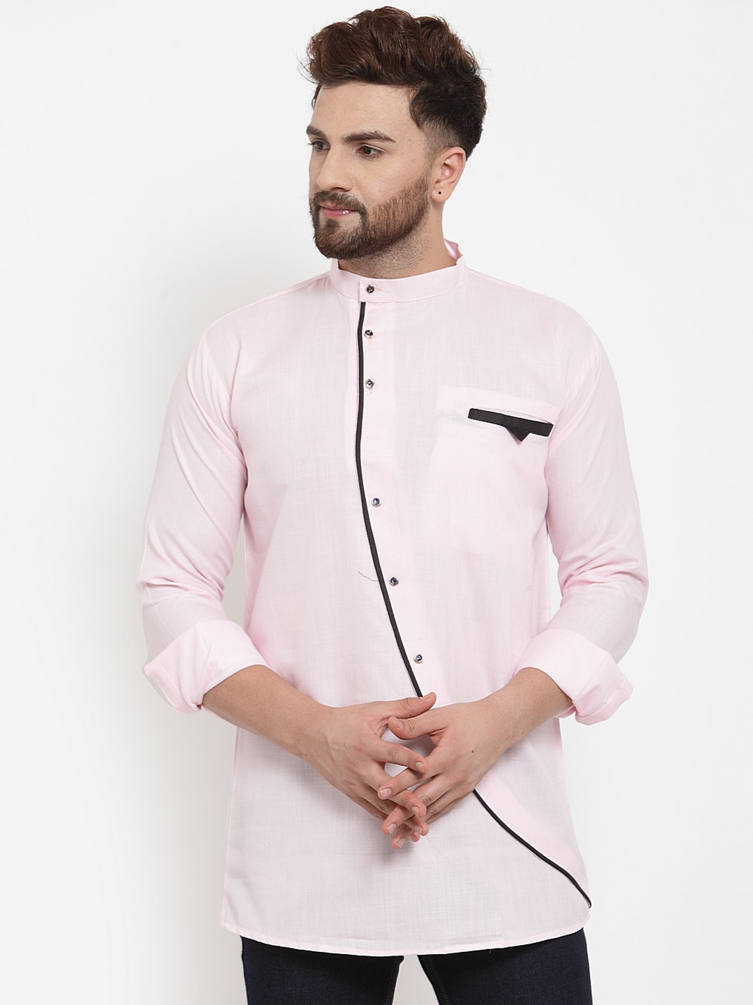 

Benstoke Men Pink Kurta