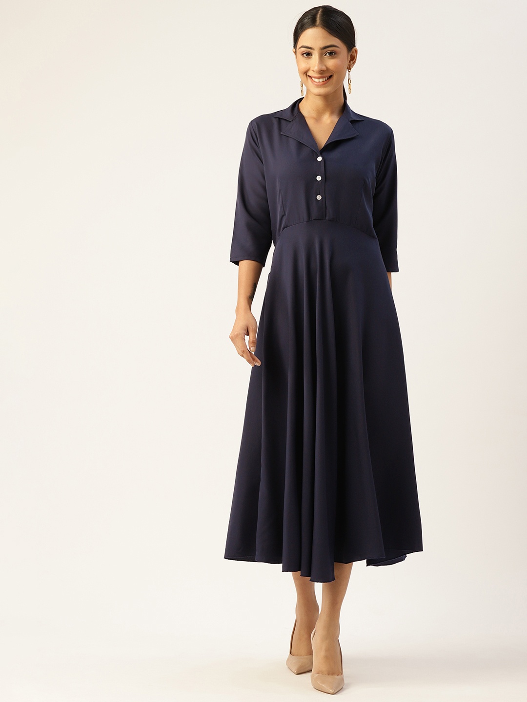 

Kushi Flyer Blue Crepe Formal Midi Dress