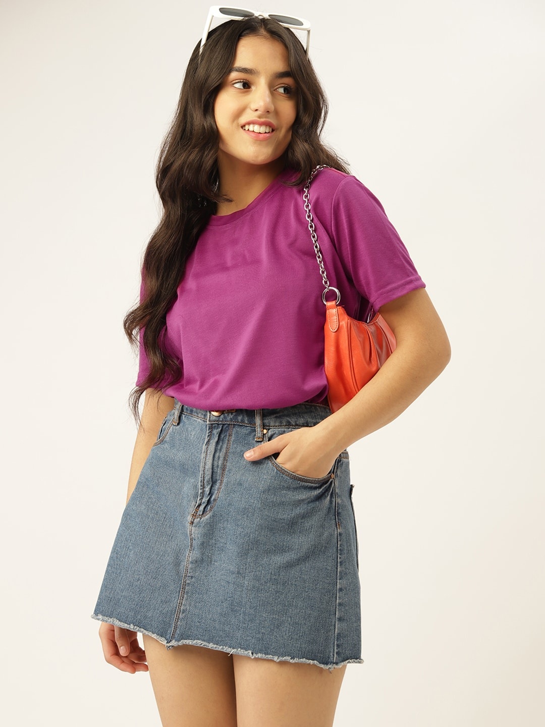 

DressBerry Girls Magenta Solid Round Neck T-shirt