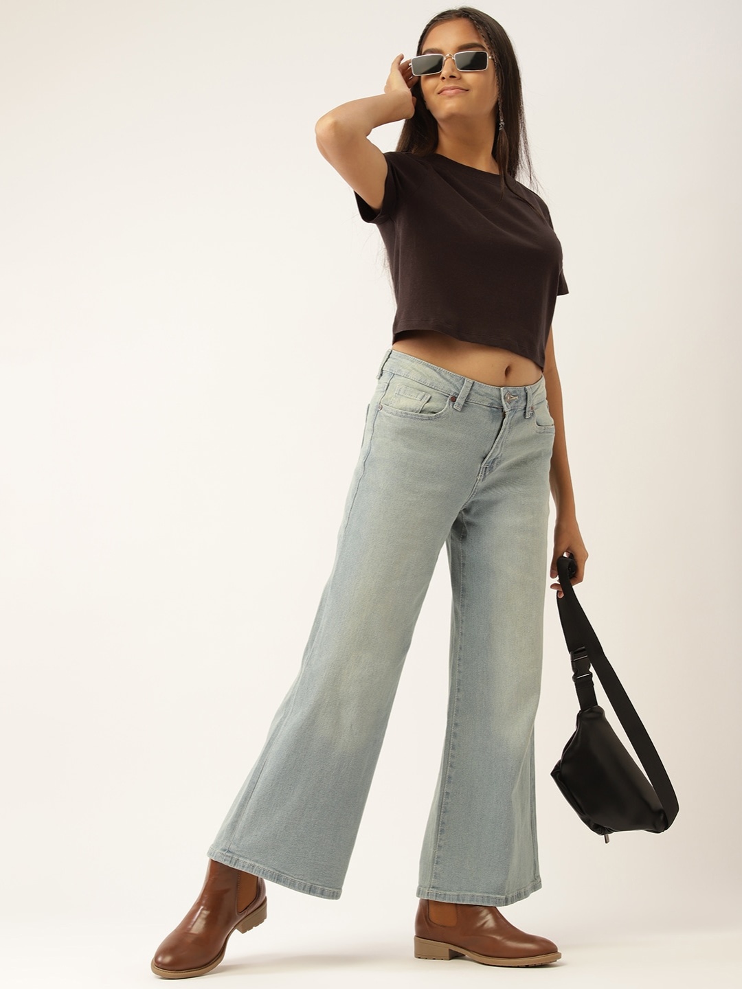 

DressBerry Teen Girls Coffee Brown Solid Pure Cotton T-shirt
