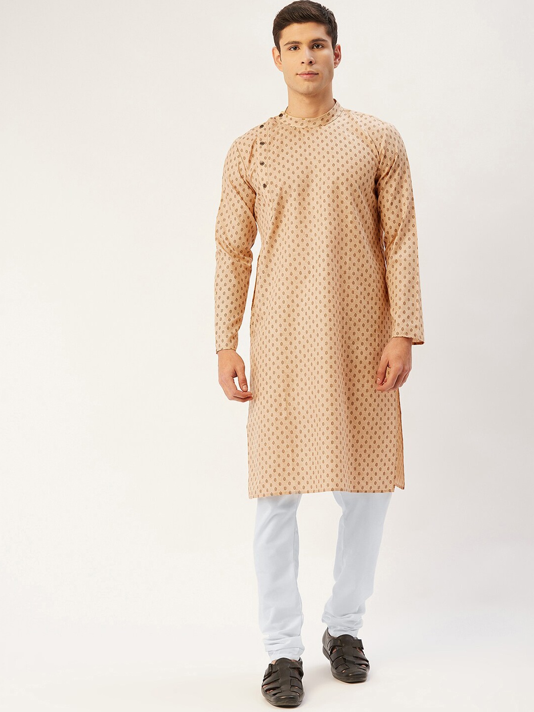 

Jompers Men Beige Printed Kurta with Pyjamas